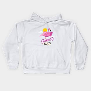 Summer sun pink flamingo Kids Hoodie